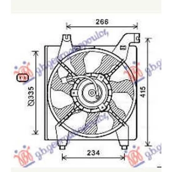 Ventilator Motor HYUNDAI ACCENT 3 SEDAN MC 2005->2012 Electroventilator complet benzina (335MM) (2PIN) Perioada 2005 2006 2007 2008 2009 2010 2011