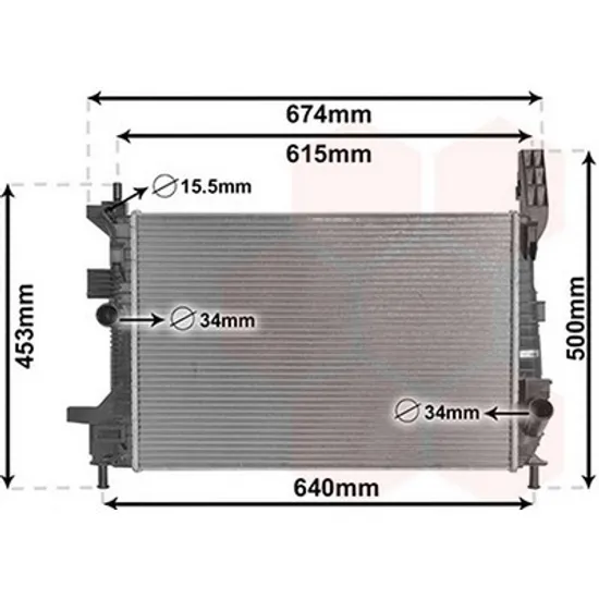 Radiator Motor FORD TRANSIT CONNECT 2014-> Radiator apa 1.0 EcoBoost benzina 543x362x2 Perioada 2013 2014 2015 2016 2017 2018