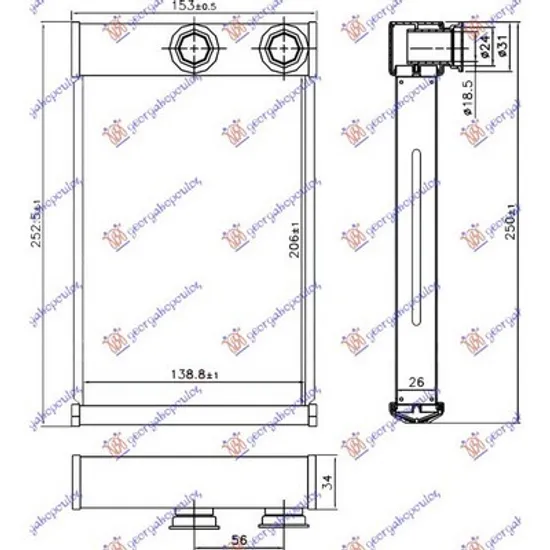 Radiator Incalzire OPEL AMPERA R12 2011->2015 Calorifer BR 205x140x26 Perioada 2011 2012 2013 2014 2015 2016 2017