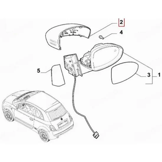 Capac Oglinda FIAT 500e 2020-> Capac Oglinda exterioara pentru vopsit DREAPTA Perioada 2020 2021 2022 2023 2024 2025