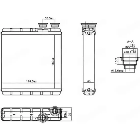 Radiator Incalzire VW T-CROSS 2018-> Calorifer -A/C (160x175x33) Perioada 2019 2020 2021 2022 2023