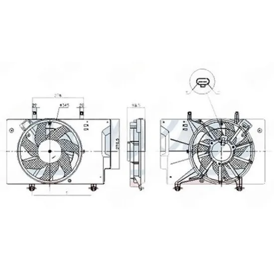 Ventilator Motor FORD FOCUS 3 2010->2019 Ventilator 1.0 ECOBOOST benzina (+A/C) (345 mm 2+2PIN) (NISSENS) Perioada 2011 2012 2013 2014