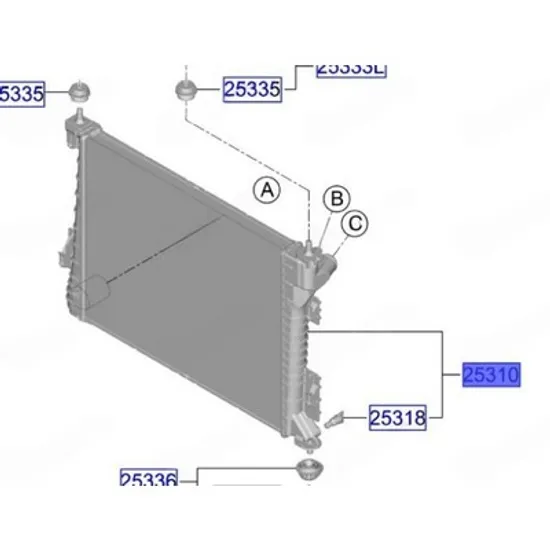 Radiator Motor HYUNDAI i20 2020-> Radiator apa motor 1.0 benzina/hybrid (480x382) Perioada 2020 2021 2022 2023 2024