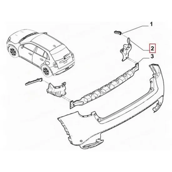 Suport Bara spate FIAT 600 2023-> Suport Bara spate plastic (O) DREAPTA Perioada 2023 2024 2025