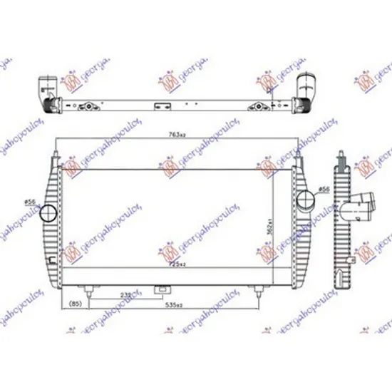 Intercooler PEUGEOT 607 2000->2010 Radiator intercooler 2.2-2.7 HDi diesel (720x360x32) Perioada 2000 2001 2002 2003 2004 2005 2006