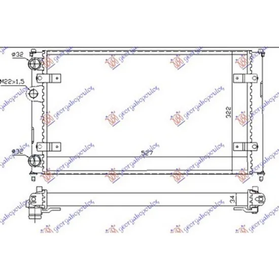 Radiator Motor SEAT INCA 1995->2003 Radiator apa 1.4-1.6BZ-1.7-1.9SDi -AC 52x32 VALEO Perioada 1995 1996 1997 1998 1999 2000 2001 2002 2003