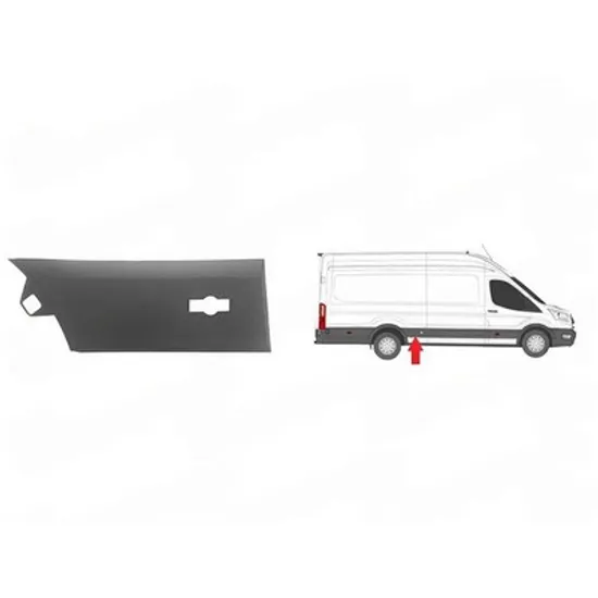 Bandou aripa spate FORD TRANSIT 2019-> Bandou Aripa spate lateral gri punte simpla cu cu locas lampa ampatament lung cu suport DREAPTA Perioada 2019 2020 2021 2022 2023 2024