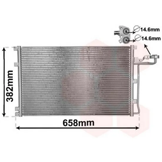 Radiator Aer Conditionat VOLVO V50 2003->2012 Radiator aer conditionat benzina/diesel 585x380x16 14.6mm Perioada 2004 2005 2006 2007 2008 2009 2010