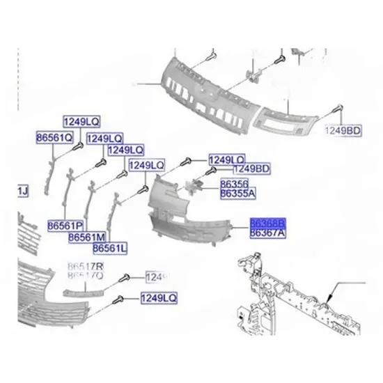 Capac Grila HYUNDAI STARIA 2025-> Acoperire Grila bara fata (O) DREAPTA Perioada 2025