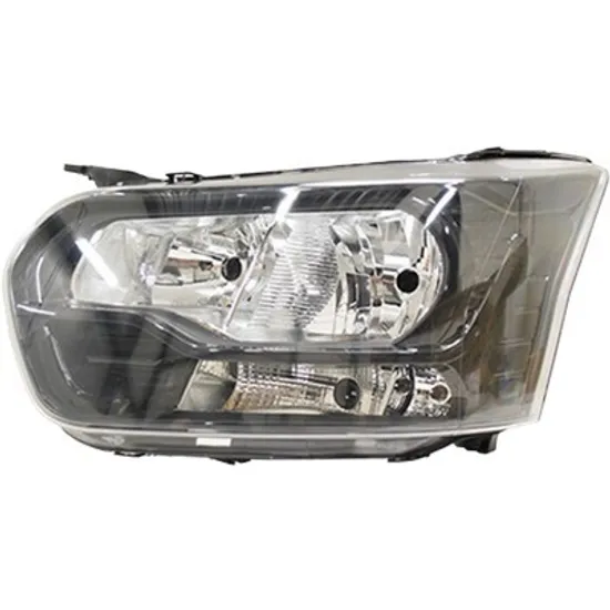Far stanga FORD TRANSIT 2013-> perioada 2013 2014 2015 2016 2017 2018 cu motor reglaj, fumuriu, semnal transparent, cu reglaj electric, cu lumina de zi, cu bec H15, cu bec H7