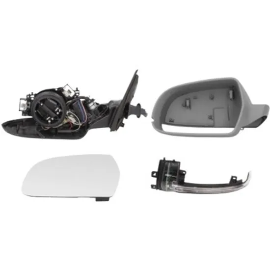 Oglinda exterioara stanga AUDI A4 B8 2007->2015 perioada 2011 2012 2013 2014 2015 fara lampa semnalizare, cu semnal, numar pini 16, cu senzor banda, pentru vehicule cu sistem de asistenta rulare, cu incalzire, cu memorie Opacizare automata, rabatare electrica,