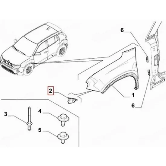 Suport Aripa fata JEEP AVENGER 2022-> Suport Aripa fata (O) DREAPTA Perioada 2022 2023 2024 2025