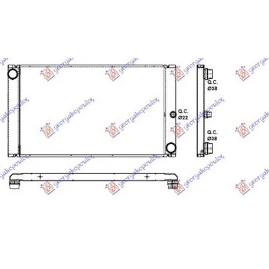 Radiator Motor BMW 6 E63 2003->2010 Radiator apa 2.0-2.5-3.0 diesel cv automata +A/C 59.3x36.6 COUPE/CABRIO 2004->2011 Perioada 2004 2005 2006 2007 2008 2009 2010