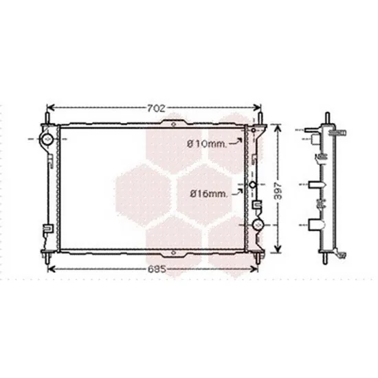 Radiator Motor FORD TRANSIT CONNECT 2002->2013 Radiator apa pentru 1,8 benzina 1,8TDCI cu aer conditionat (62x38,9x28 Perioada 2002 2003 2004 2005 2006 2007 2008 2009 2010 2011 2012