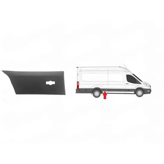 Bandou aripa spate FORD TRANSIT 2019-> Bandou Aripa spate lateral gri punte dubla cu cu locas lampa ampatament lung cu suport DREAPTA Perioada 2019 2020 2021 2022 2023 2024