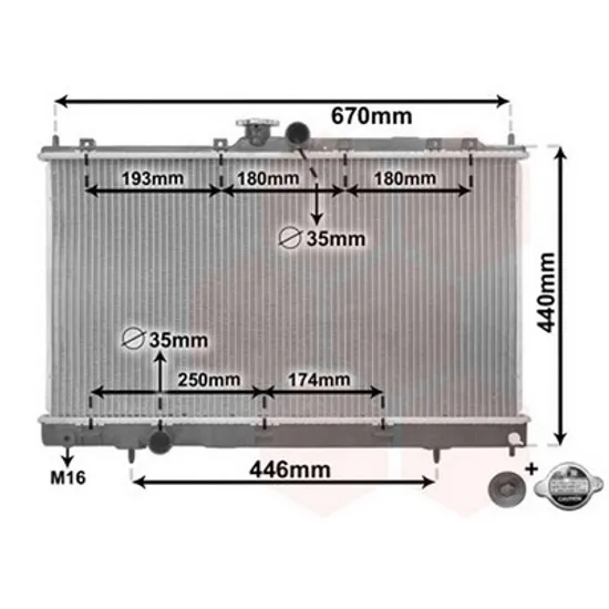 Radiator Motor MITSUBISHI LANCER 7 CS 2000->2013 Radiator apa 1.3i 16V-1.6i 16V-2.0i 16V Perioada 2003 2004 2005 2006 2007 2008