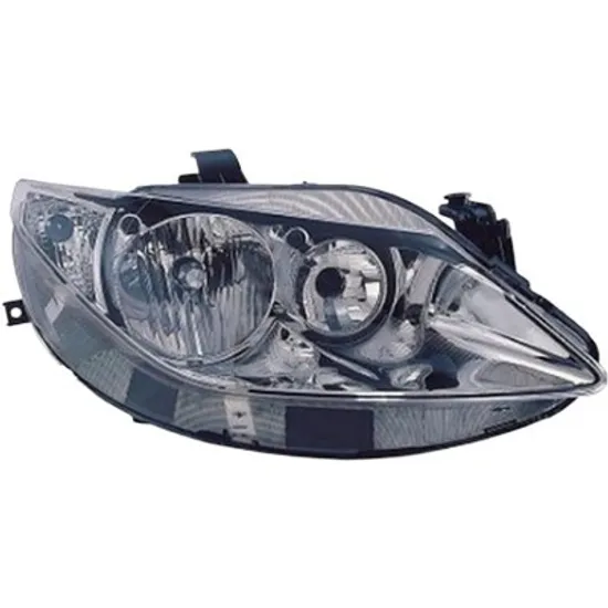 Far dreapta SEAT IBIZA 4 2008->2017 perioada 2009 2010 2011 pana la an de fabricatie 03/2012, fara motor reglaj, cromat, semnal transparent, cu reglaj electric, cu bec H7/H7