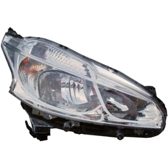 Far dreapta PEUGEOT 208 1 2012->2018 perioada 2012 2013 2014 2015 2016 2017 pana la an de fabricatie 07/2015, fara motor reglaj, semnal transparent, cu reglaj electric, cu lumina de zi, cu bec H7/H7