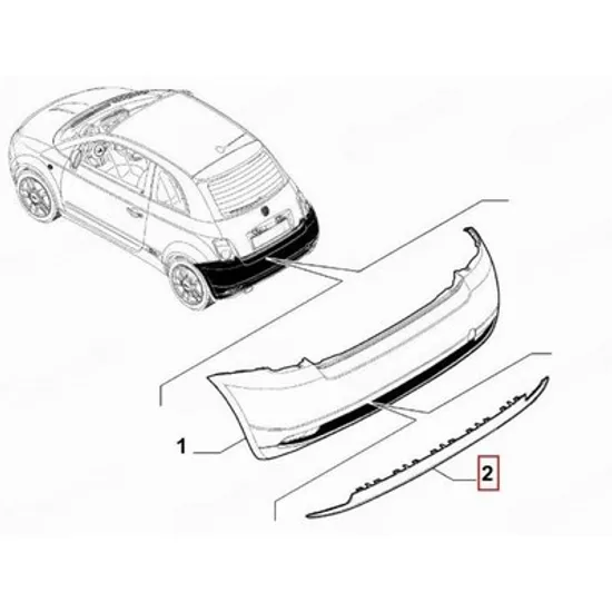 Spoiler Bara spate FIAT 500e 2020-> Spoiler Bara spate Perioada 2020 2021 2022 2023 2024 2025