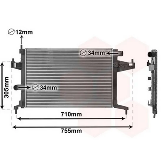 Radiator Motor OPEL COMBO 2001->2012 Radiator apa 1.4-1.8 +/-AC 54x38 DGNL BE Perioada 2001 2002 2003 2004 2005 2006 2007 2008 2009 2010 2011