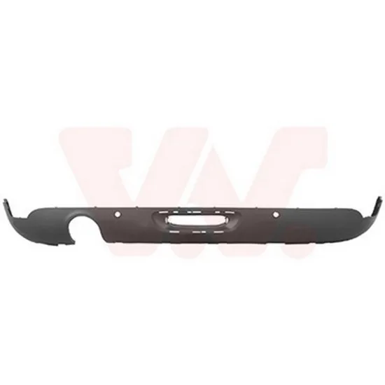 Spoiler bara spate MINI MINI COOPER F55 2013->, MINI COOPER F56 2013-> perioada 2013 2014 2015 2016 2017 2018 cromat, pentru 5 usi, cu senzori parcare, cu gauri bandou crom, cu gauri pentru pilot parcare