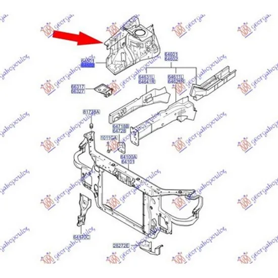 Aripa Interioara HYUNDAI GETZ 2001->2010 Contraaripa fata (O) dreapta Perioada 2002 2003 2004 2005 2006 2007 2008 2009 2010
