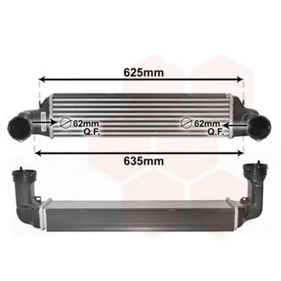 Intercooler BMW 3 E46 1997->2005 Radiator intercooler 2,0TD03 ->2006 (54x130x50) (62/62 Perioada 1998 1999 2000 2001 2002 2003 2004 2005