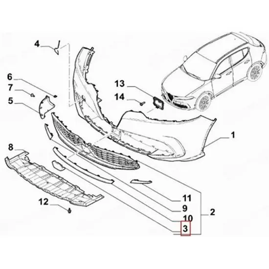Capac Bara fata ALFA ROMEO TONALE 2022-> Acoperire senzor Cruise Control (O) Perioada 2022 2023 2024 2025