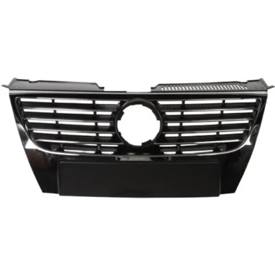 Grila radiator VW PASSAT B6 2005->2010 perioada 2005 2006 2007 2008 crom-negru, diametru mm 150, cu gaura pentru emblema, cu locas pentru emblema, pentru cod oe 3C0 853 651 D