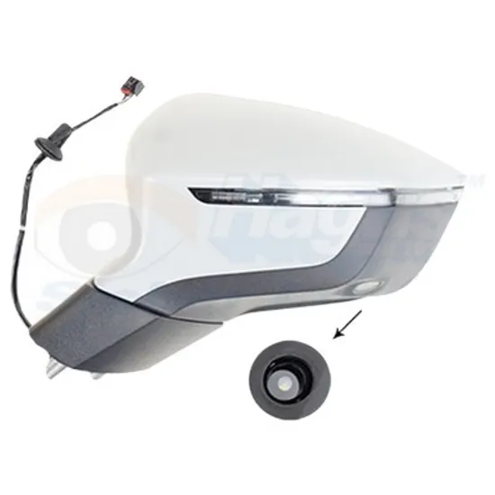 Oglinda exterioara stanga SEAT ATECA 2016->, ATECA 2020-> perioada 2016 2017 2018 2019 2020 2021 2022 2023 2024 2025 , cu lampa podea, cu senzor banda, rabatare electrica, pregatit pentru dispozitiv de avertizare unghi mort, pentru pini 11, cu incalzire