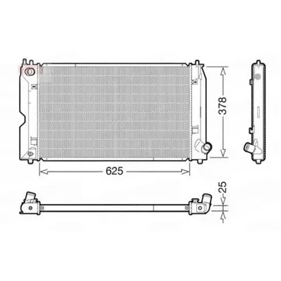 Radiator Motor TOYOTA COROLLA E12 2001->2007 Radiator apa motor 1.4 D pentru 4 usi manuala diesel (625x390) (KOYO) Perioada 2002 2003 2004