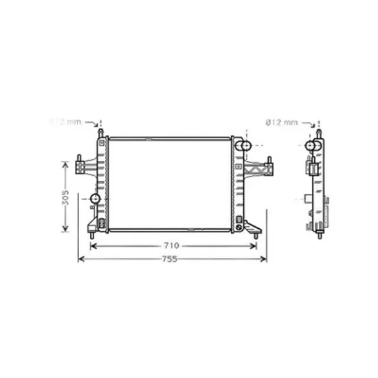 Radiator Motor OPEL COMBO 2001->2012 Radiator apa pentru 1 4 - 1 8 L cu/fara aer conditionat 54x38 DGNL Perioada 2001 2002 2003 2004 2005 2006 2007 2008 2009 2010 2011