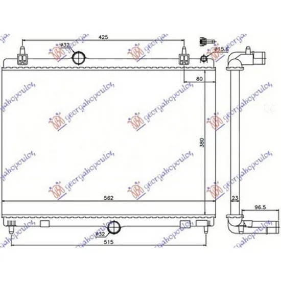 Radiator Motor PEUGEOT 508 1 2010->2018 Radiator apa pentru 1 6 benzina - diesel 56x38 Perioada 2010 2011 2012 2013 2014 2015 2016 2017