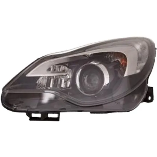 Far stanga OPEL CORSA D 2006->2014 perioada 2006 2007 2008 2009 2010 2011 2012 2013 2014 de la an de fabricatie 01/2011, fara motor reglaj, semnal transparent, cu reglaj electric, cu lumina de zi, adaptiv, cu bec H9B