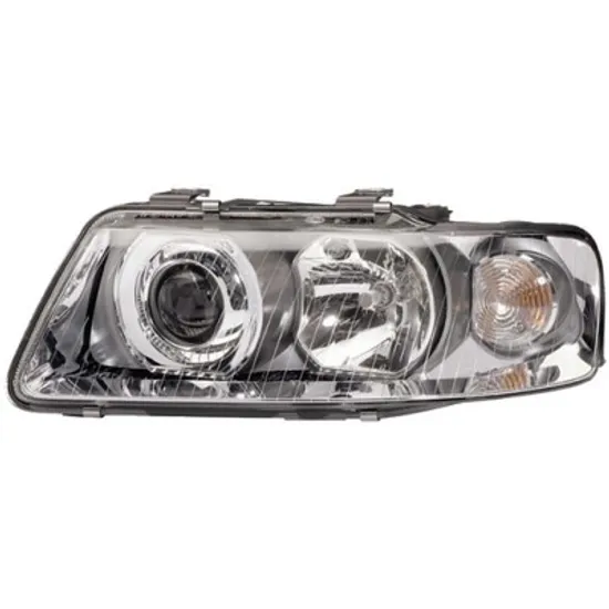 Far stanga AUDI A3 8L1 1996->2004 perioada 1996 1997 1998 1999 2000 2001 2002 2003 de la an de fabricatie 10/2000, fara motor reglaj, semnal transparent, cu reglaj electric, cu bec H7/H1