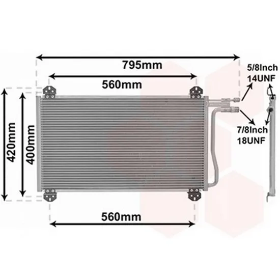 Radiator Aer Conditionat MERCEDES SPRINTER 901, 902 1995->2006 Radiator aer conditionat (63x38x16) 2.2i 16V - 2.3D - 2.9Td Perioada 1996 1997 1998 1999 2000 2001 2002 2003 2004 2005 2006