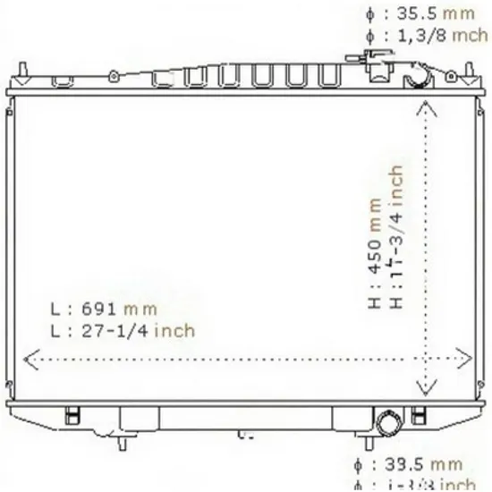 Radiator Motor NISSAN NAVARA D22 1997->2008 Radiator apa motor benzina (450x685) Perioada 1997 1998 1999 2000 2001 2002 2003 2004 2005 2006 2007 2008