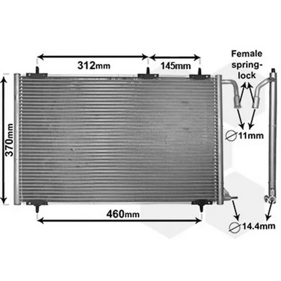 Radiator Aer Conditionat PEUGEOT 206+ 2009->2013 Radiator aer conditionat 2002-> 55 5x36 5x1 6 Perioada 2009 2010 2011 2012 2013 2014 2015