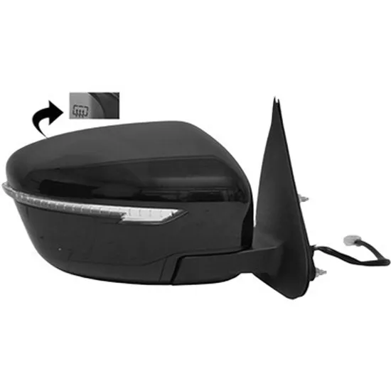 Oglinda exterioara dreapta NISSAN QASHQAI 2 2013->2020 perioada 2013 2014 2015 2016 2017 2018 , cu semnal, numar pini 9, cu incalzire, rabatare electrica, pentru vopsit