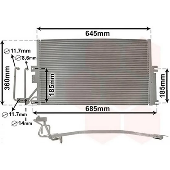 Radiator Aer Conditionat OPEL VECTRA B 1995->2003 Radiator aer conditionat 61x36 8x2 2 Perioada 1995 1996 1997 1998 1999 2000 2001 2002 2003