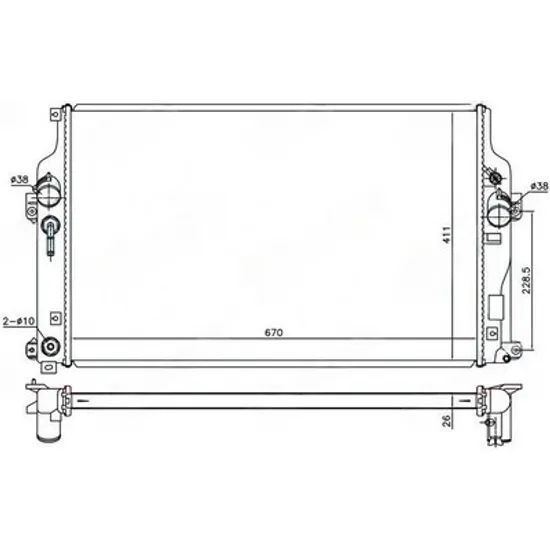 Radiator Motor TOYOTA RAV 4 IV 2012->2018 Radiator apa motor 2.2 D pentru 4 usi automatic (670x430x27) Perioada 2012 2013 2014 2015 2016 2017 2018