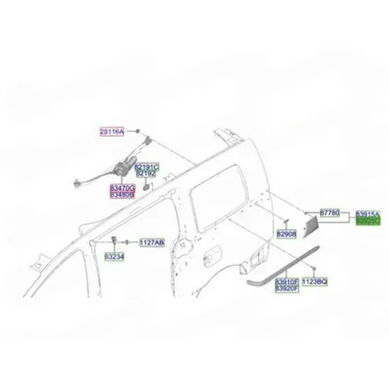 Bandou lateral HYUNDAI STARIA 2025-> Bandou spate lateral plastic (O) DREAPTA Perioada 2025