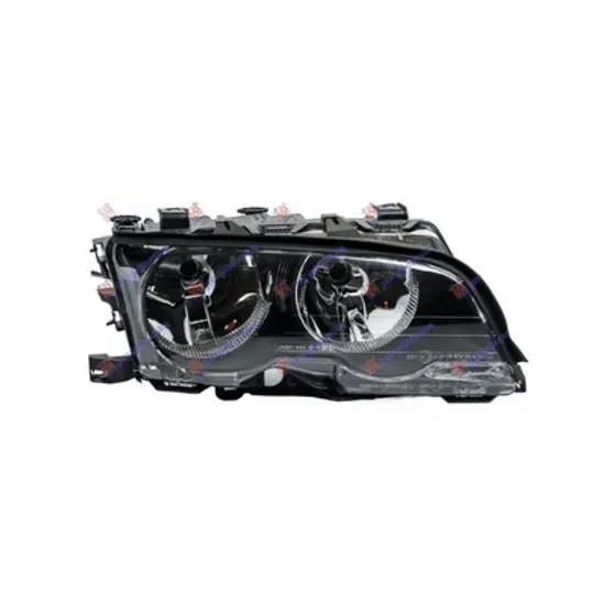 Far dreapta BMW 3 E46 1997->2005 perioada 1998 1999 2000 2001 2002 de la an de fabricatie 09/2001, cu motor reglaj, cromat, cu reglaj electric, cu bec H7/H7