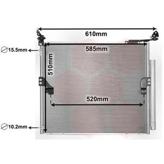 Radiator Aer Conditionat TOYOTA LAND CRUISER J2 2007->2017 Radiator aer conditionat 3.0 D4-D diesel (585x510x16) Perioada 2007 2008 2009 2010 2011 2012 2013 2014