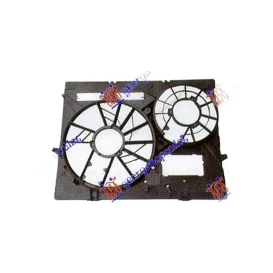 Carcasa Ventilator VW TOUAREG 2002->2010 Carcasa electroventilator motor benzina/diesel dublu, Perioada 2002 2003 2004 2005 2006 2007 2008 2009 2010